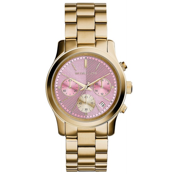 gold michael kors watch pink face